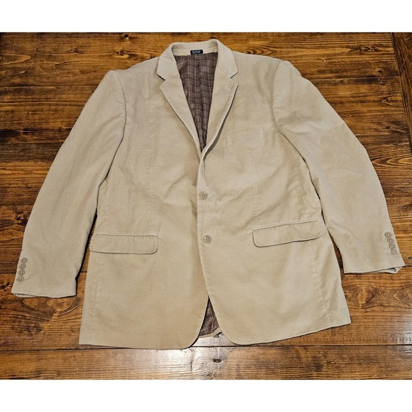 Saddlebred Other - Saddlebred Men's Corduroy Blazer Jacket Size 46R Beige Tan 2 Button Sport Coat